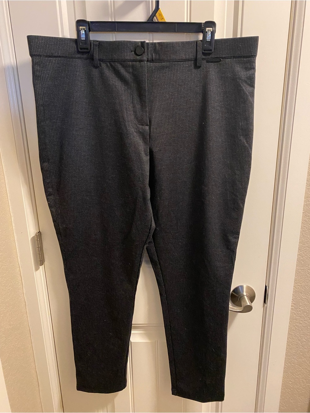 Mario Serrani XL Pants Stretch Black Gray Checked Career Slacks Zip Fly Ankle